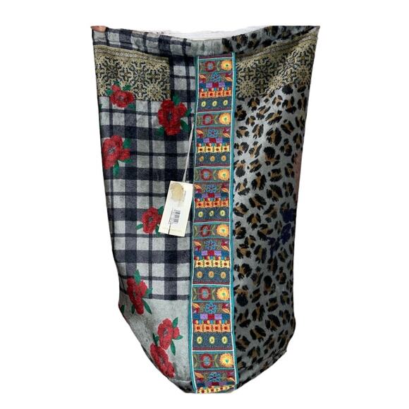 Johnny Was NWT Floral Plush Velour Drawstring Shoulder Boho Strap Tote Bag Sak - Picture 3 of 11